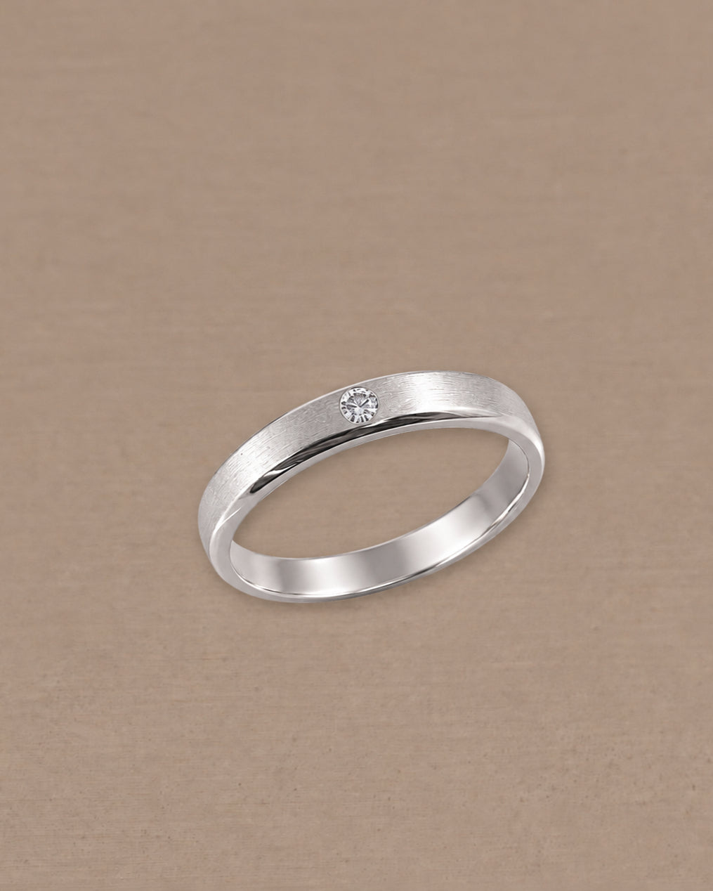Round Matte White Gold 1 Diamond women's Lab Grown Diamond wedding ring by Sphere Diamond Bangkok