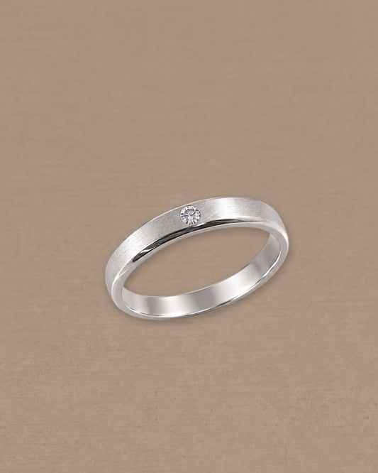 Round Matte White Gold 1 Diamond women's Lab Grown Diamond wedding ring by Sphere Diamond Bangkok