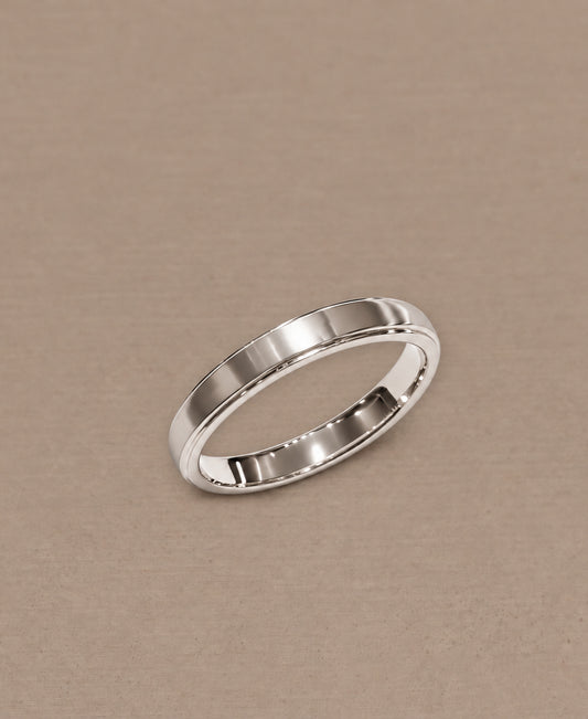 Flat Gloss White Gold women's wedding ring with polished finish by Sphere Diamond Bangkok