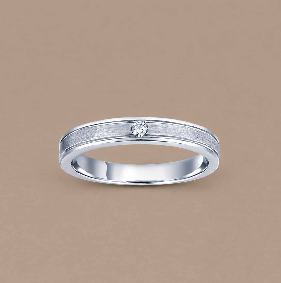 flat matte 1 diamond women wedding ring