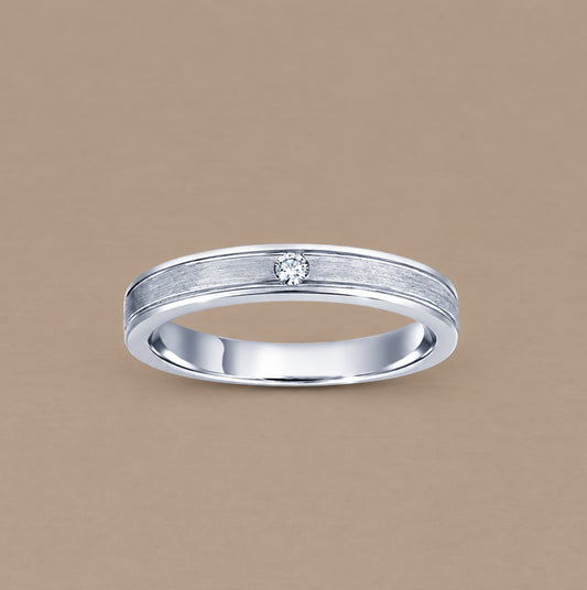 flat matte 1 diamond women wedding ring