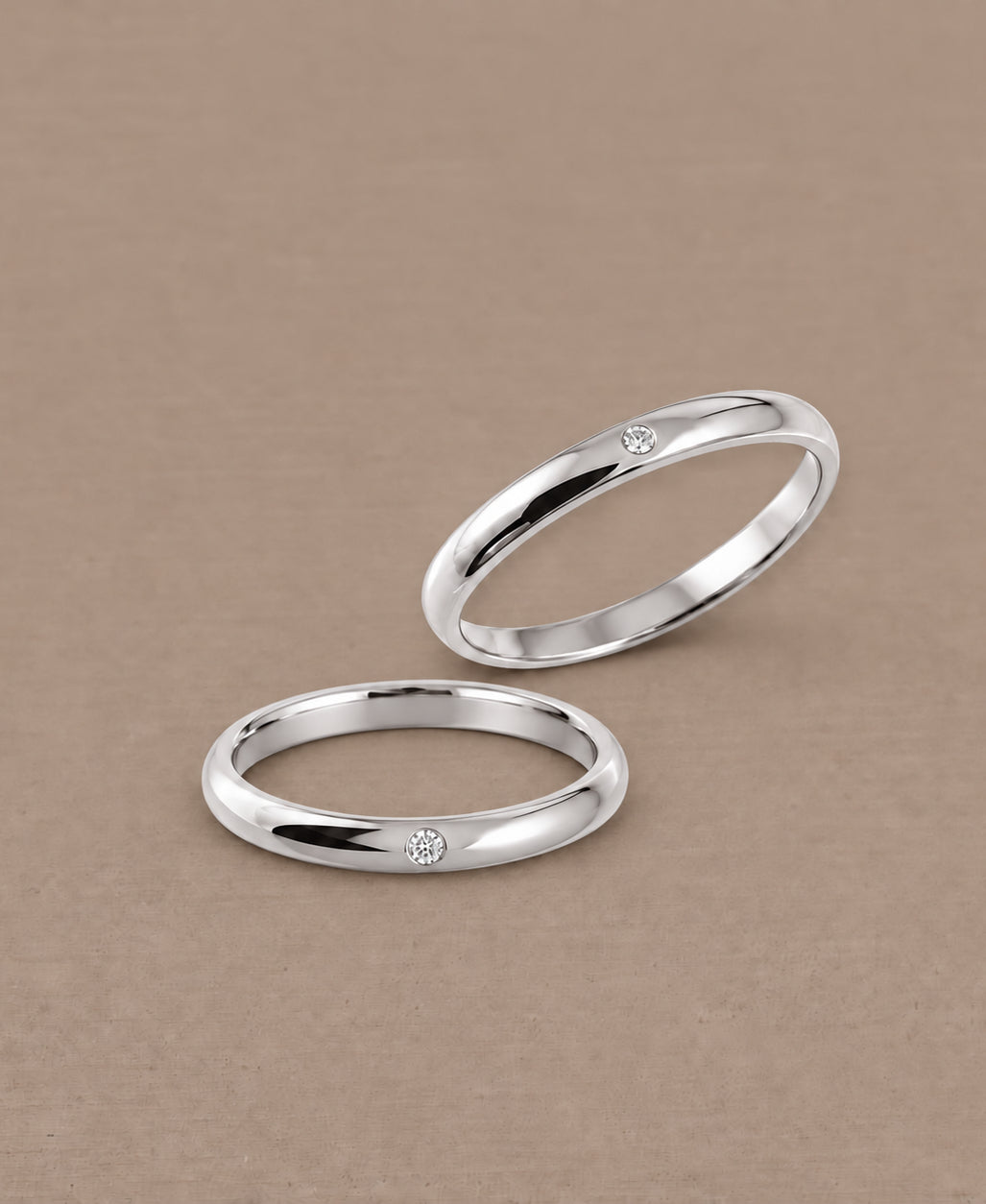 Round Gloss White Gold Lab Grown Diamond women's wedding rings custom made by Sphere Diamond Bangkok Thailand