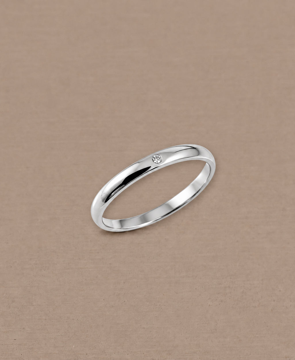 Round Gloss White Gold 1 Diamond women's wedding ring with round Lab Grown Diamond by Sphere Diamond Bangkok
