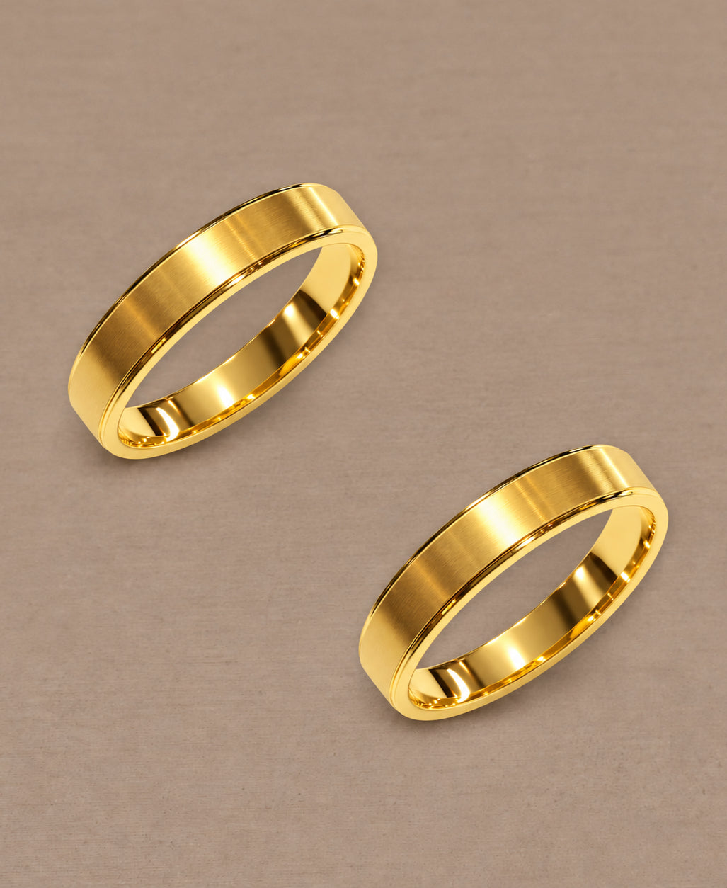 Flat Matte Yellow Gold women's wedding bands custom made by Sphere Diamond Bangkok Thailand