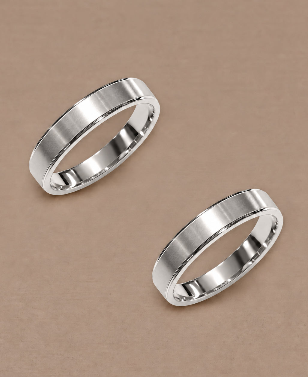 Flat Matte White Gold women's wedding bands custom made by Sphere Diamond Bangkok Thailand