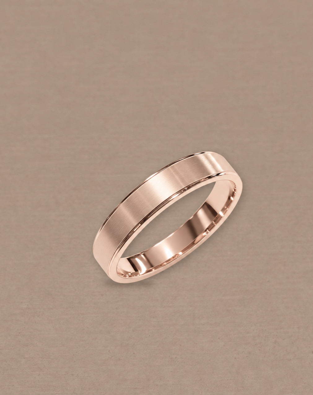 Flat Matte Pink Gold women's wedding ring with brushed finish by Sphere Diamond Bangkok