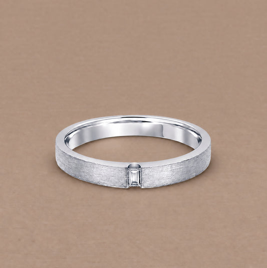 flat matte 1baguette diamond wedding 