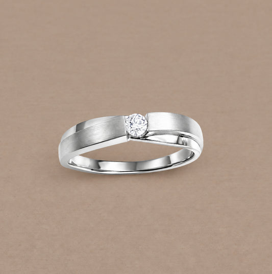 Flat Matte 1 Diamond women's Lab Grown Diamond wedding ring with brushed finish by Sphere Diamond Bangkok Thailand