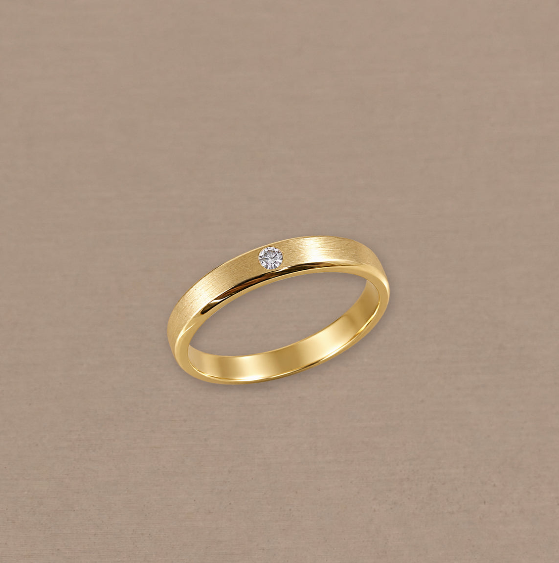Round Matte White Gold 1 Diamond