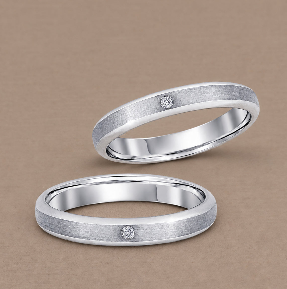 Flat Matte 1 Diamond women's Lab Grown Diamond wedding ring with polished edges by Sphere Diamond Bangkok