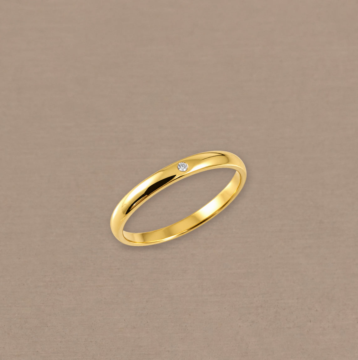 Round Gloss Yellow Gold 1 Diamond women's Lab Grown Diamond wedding ring by Sphere Diamond Bangkok
