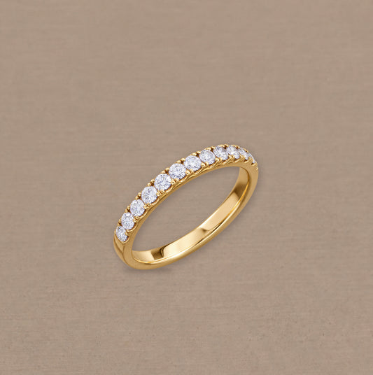 Round Gloss Half Diamond women's Lab Grown Diamond half eternity wedding ring in yellow gold by Sphere Diamond Bangkok