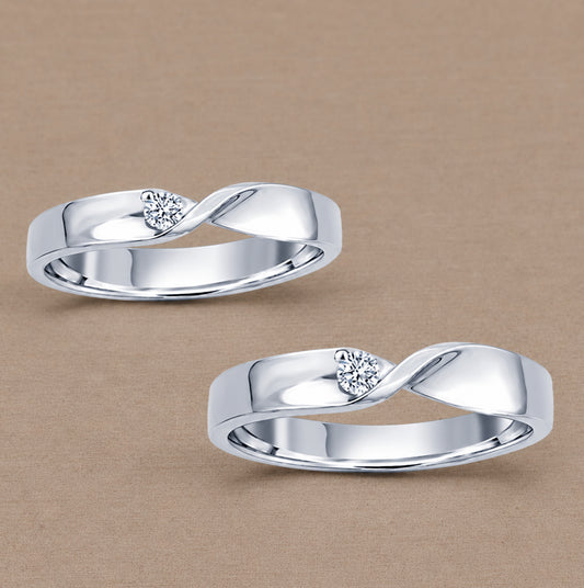 Twist Gloss 1 Diamond women's Lab Grown Diamond wedding ring with polished crossover band by Sphere Diamond Bangkok