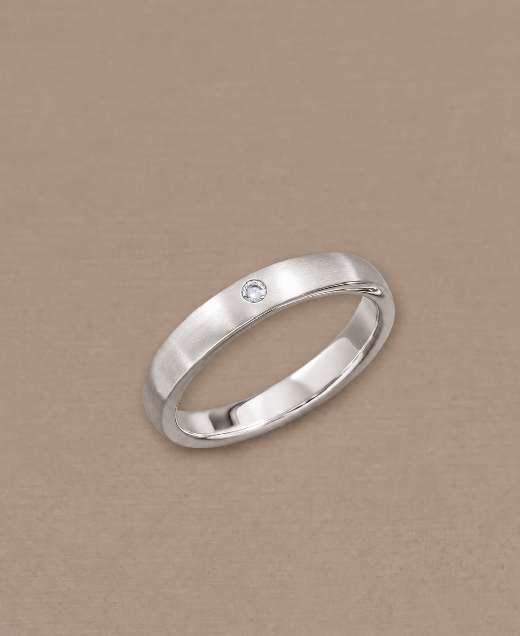Round Matte White Gold 1 Diamond women's Lab Grown Diamond wedding ring by Sphere Diamond Bangkok