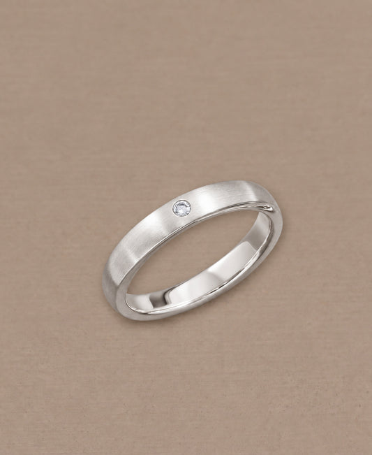 Round Matte White Gold 1 Diamond women's Lab Grown Diamond wedding ring by Sphere Diamond Bangkok