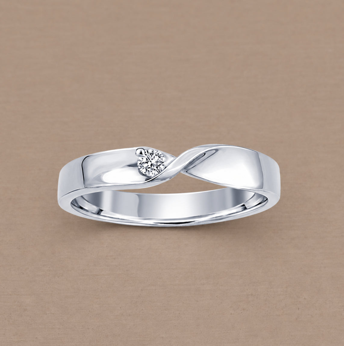 Twist Gloss 1 Diamond women's Lab Grown Diamond wedding ring with polished crossover band by Sphere Diamond Bangkok
