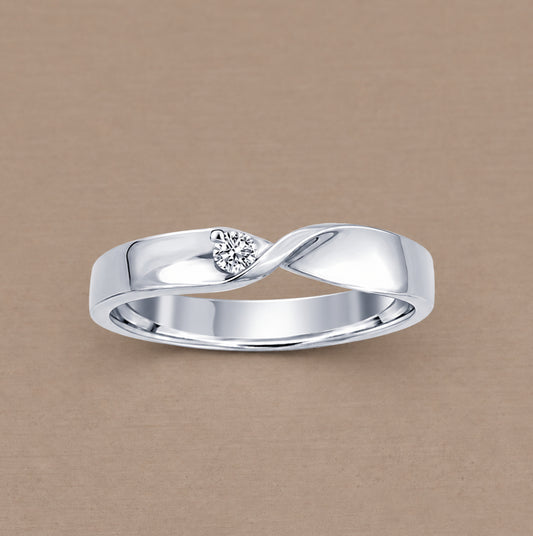 Twist Gloss 1 Diamond women's Lab Grown Diamond wedding ring with polished crossover band by Sphere Diamond Bangkok