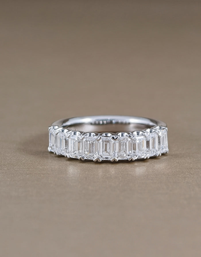 Emerald Cut Diamond Half Eternity Ring