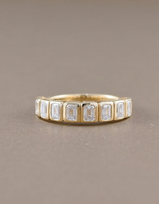 Love Emerald Lab Grown Diamond Half Eternity Bezel Ring