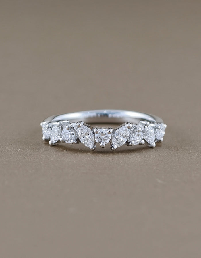 Mixed Fancy Cut Diamond Half Eternity Ring.