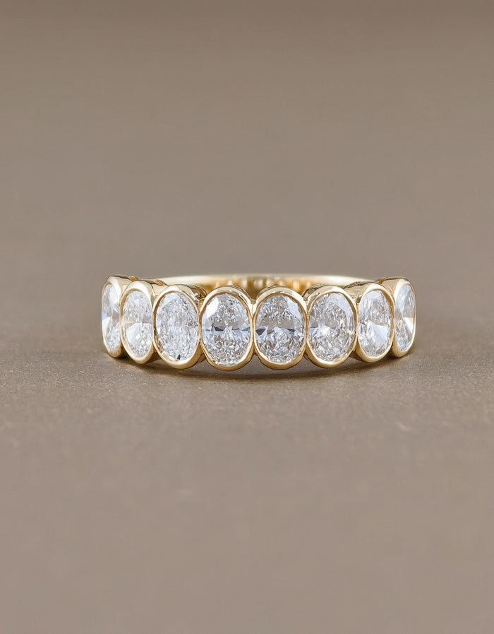 แหวนเพชรแลปทรงรี Half Eternity Bezel | Lab Grown Diamond พร้อมใบรับรอง IGI