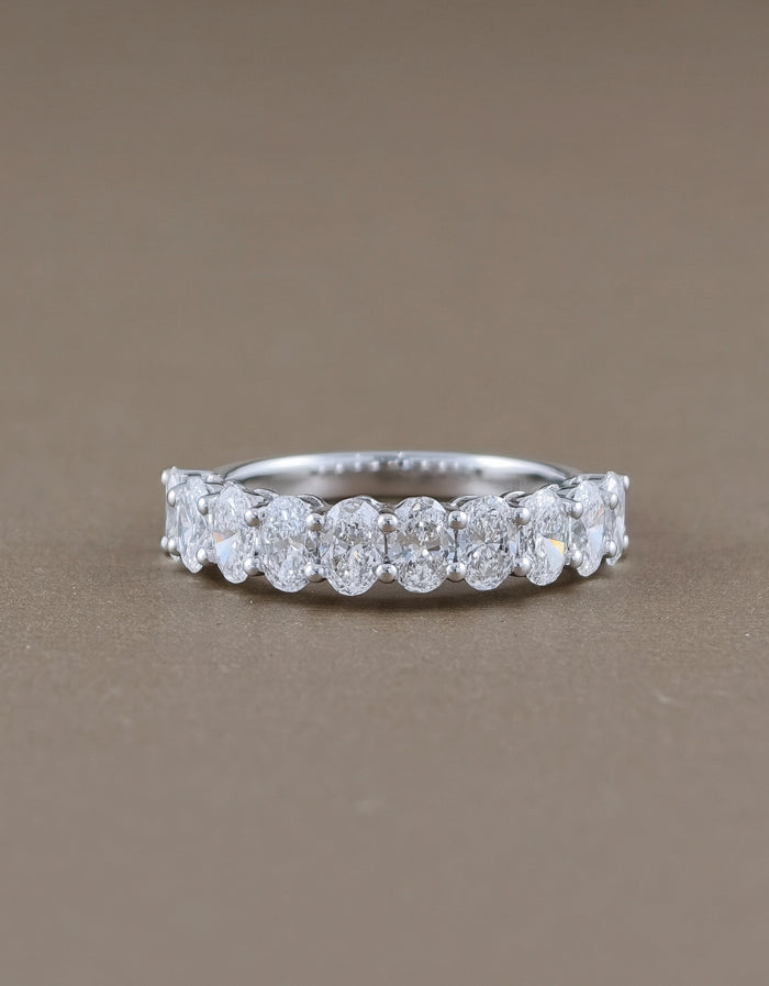 Oval Half Eternity Shared Prong Lab Grown Diamond Ring | IGI Certified