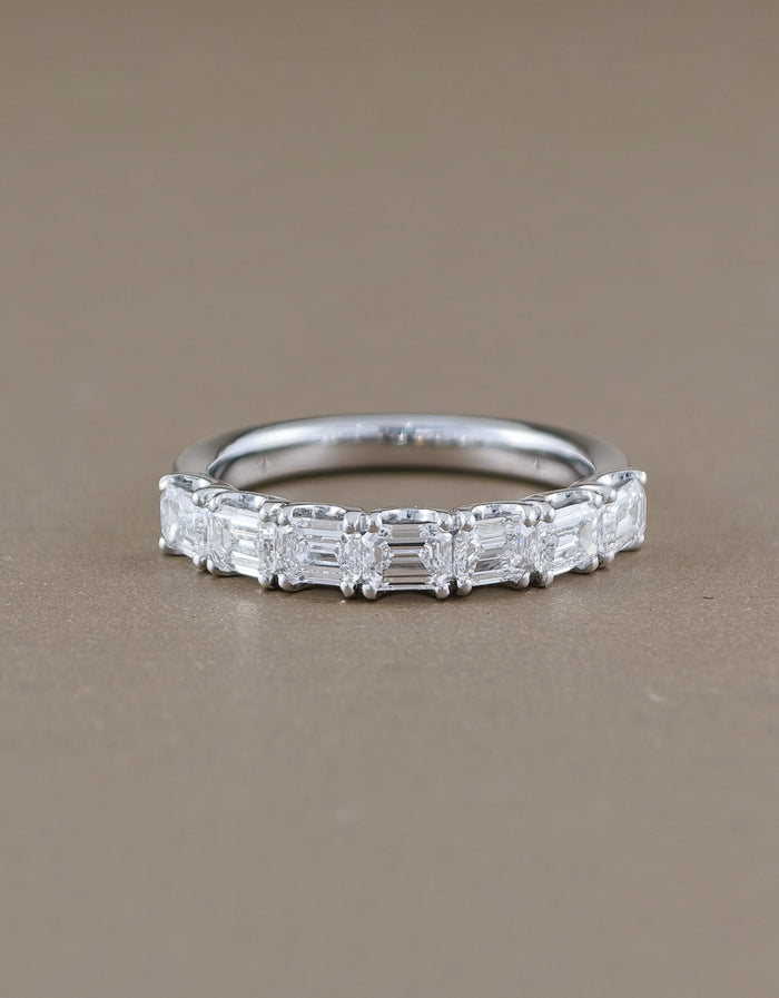 Emerald Cut Diamond Side Way  Eternity Ring
