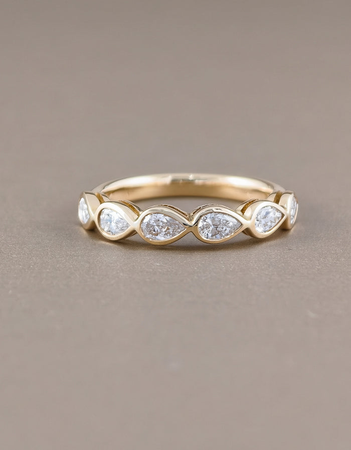 แหวนแต่งงานเพชรแลปทรงหยดน้ำ ดีไซน์ Bezel Eternity พร้อมใบรับรอง IGI
