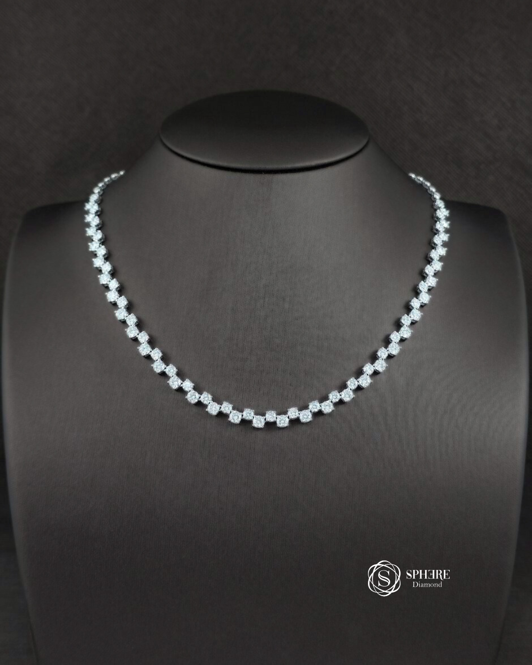 zig zag round cut diamond necklace